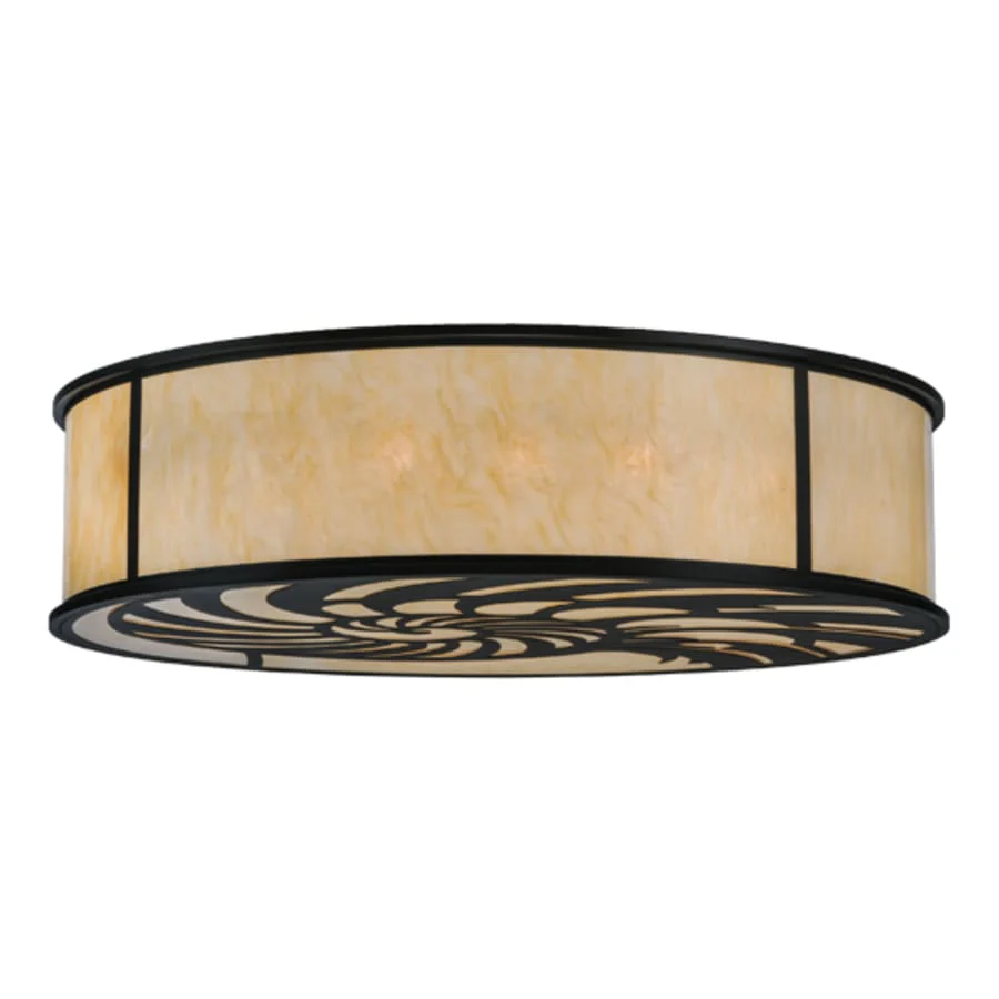 Meyda Tiffany Nautilus 10 Light 60" Wide Flush Mount Drum Ceiling Fixture - Blackwash Finish - Image 1