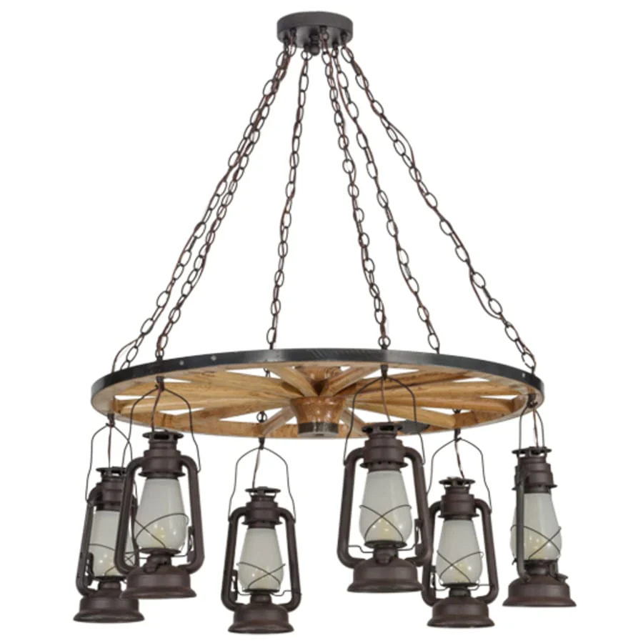 Meyda Tiffany Miners Lantern 6 Light 40" Wide Lantern Chandelier - Image 3