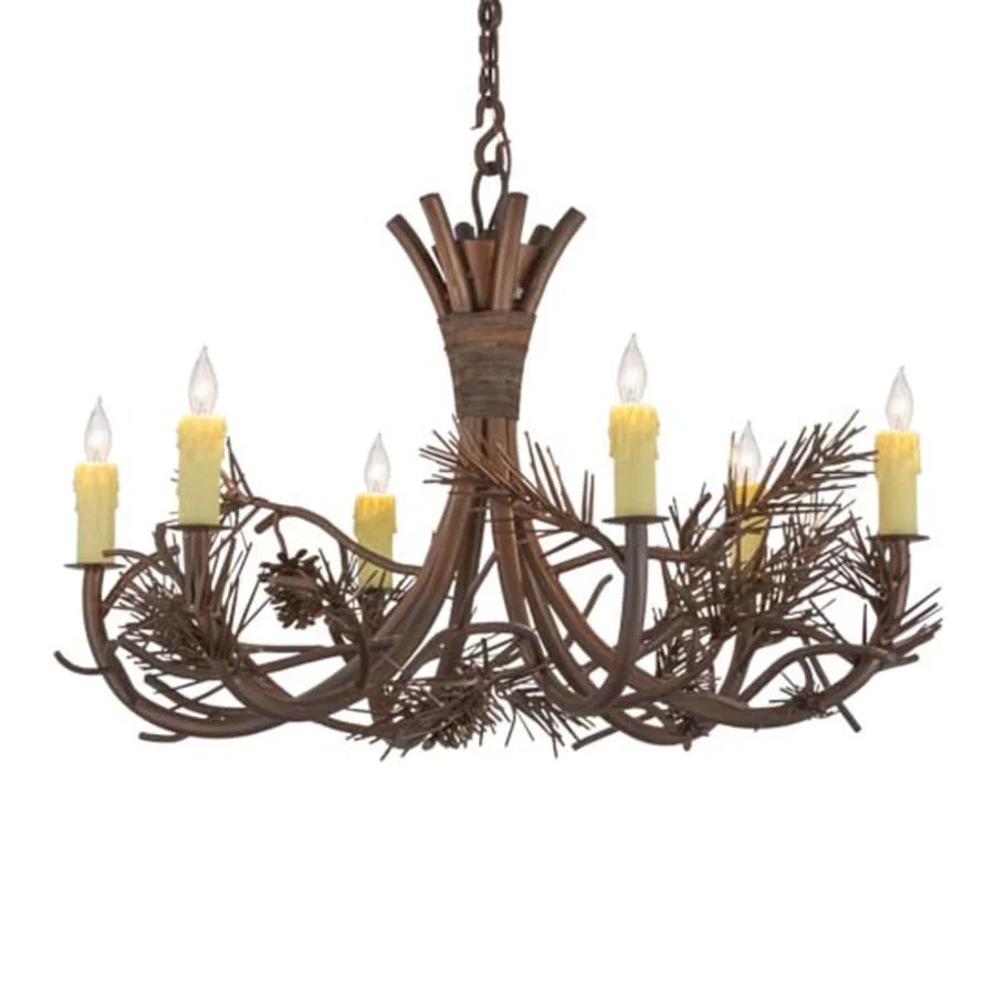 Meyda Tiffany Woodland Pine 6 Light 36" Wide Candle Style Chandelier - Image 1