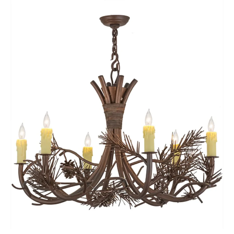 Meyda Tiffany Woodland Pine 6 Light 36" Wide Candle Style Chandelier - Image 2