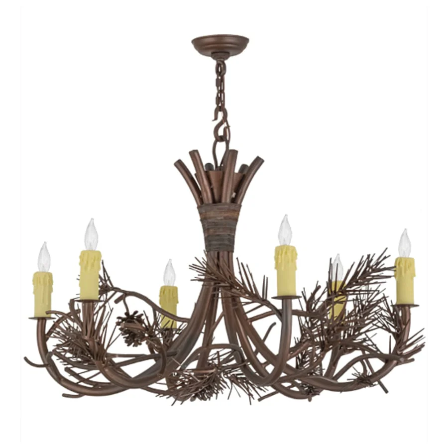Meyda Tiffany Woodland Pine 6 Light 36" Wide Candle Style Chandelier - Image 3