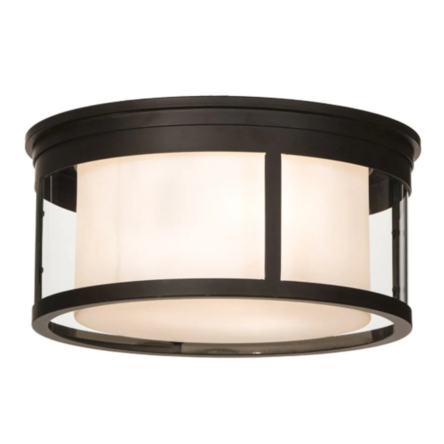 Meyda Tiffany Cilindro Campbell 3 Light 19" Wide Flush Mount Drum Ceiling Fixture - Oil Rubbed Bronze Finish - Image 1