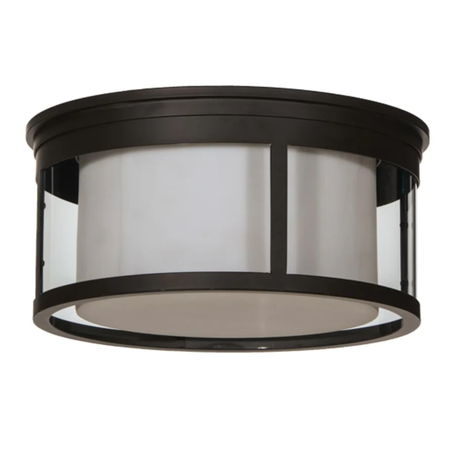 Meyda Tiffany Cilindro Campbell 3 Light 19" Wide Flush Mount Drum Ceiling Fixture - Oil Rubbed Bronze Finish - Image 2
