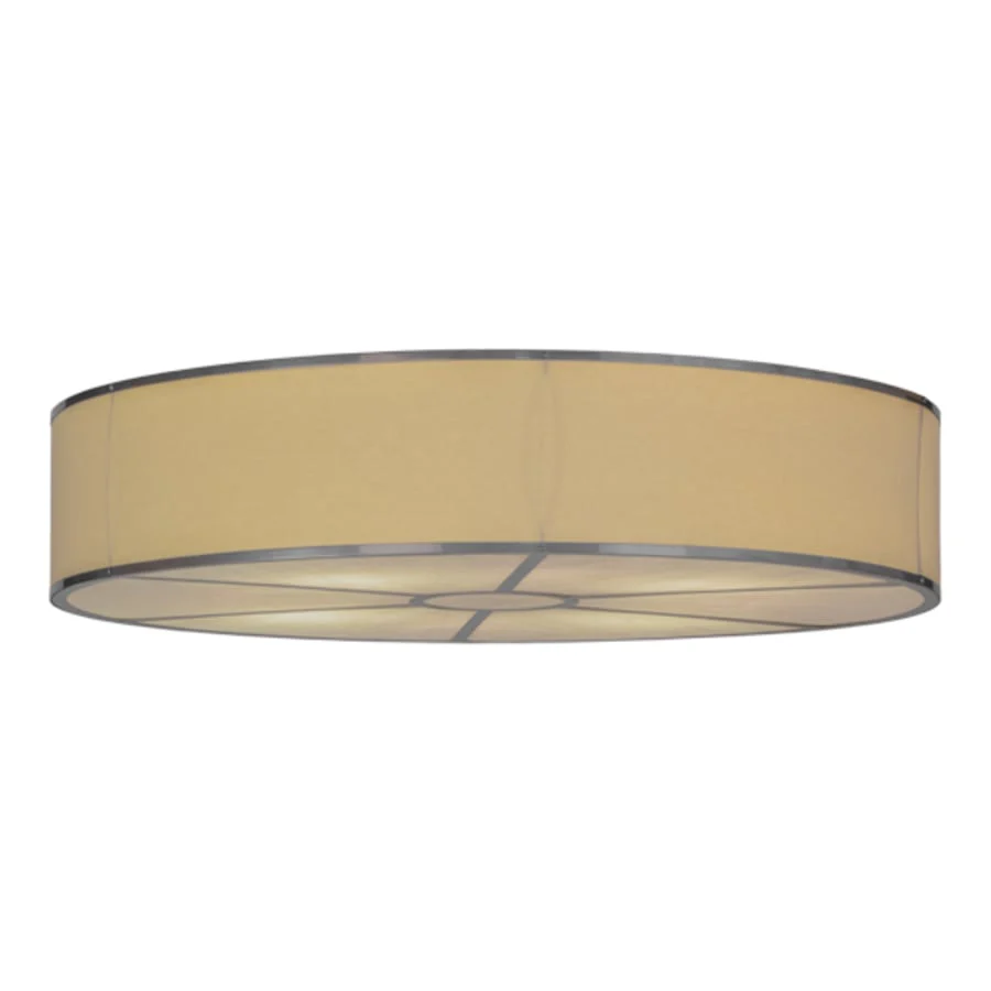 Meyda Tiffany Cilindro 8 Light 48" Wide Flush Mount Drum Ceiling Fixture with Natural Beige Shade - Nickel Finish - Image 1
