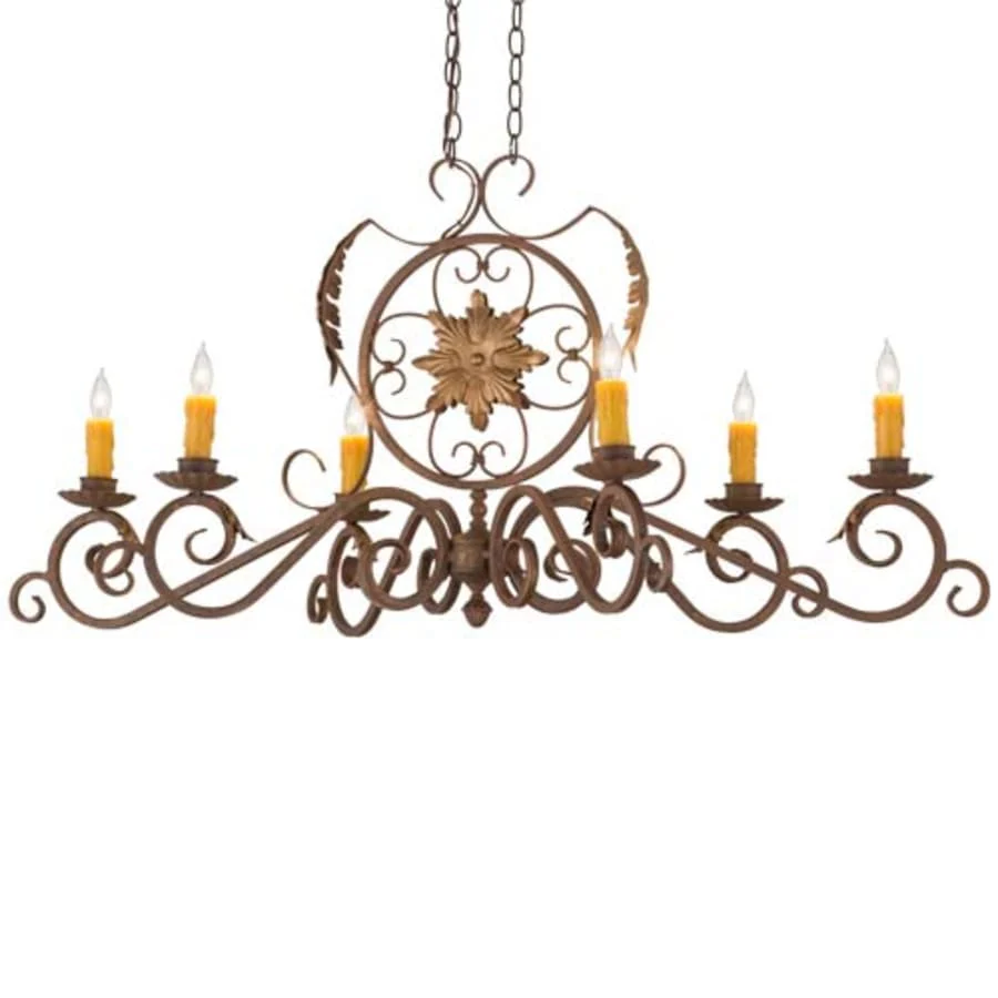 Meyda Tiffany Christabel 6 Light 48" Wide Taper Candle Linear Chandelier - Image 1