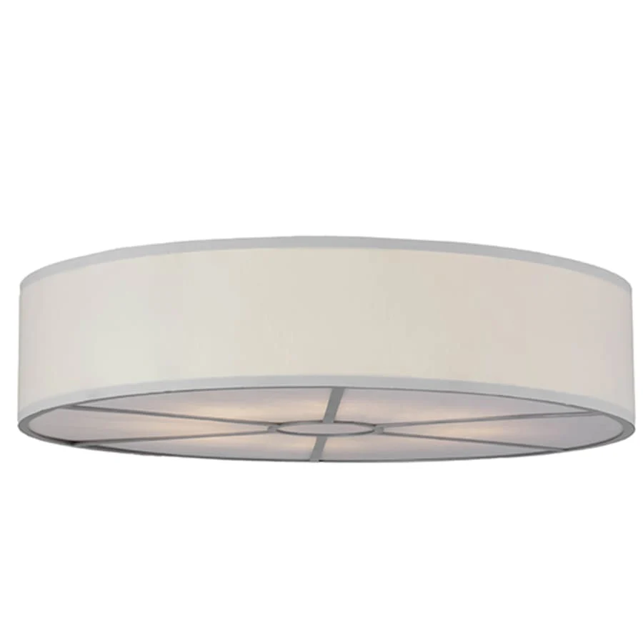 Meyda Tiffany Cilindro 8 Light 48" Wide Flush Mount Drum Ceiling Fixture with White Shade - Nickel Finish - Image 1