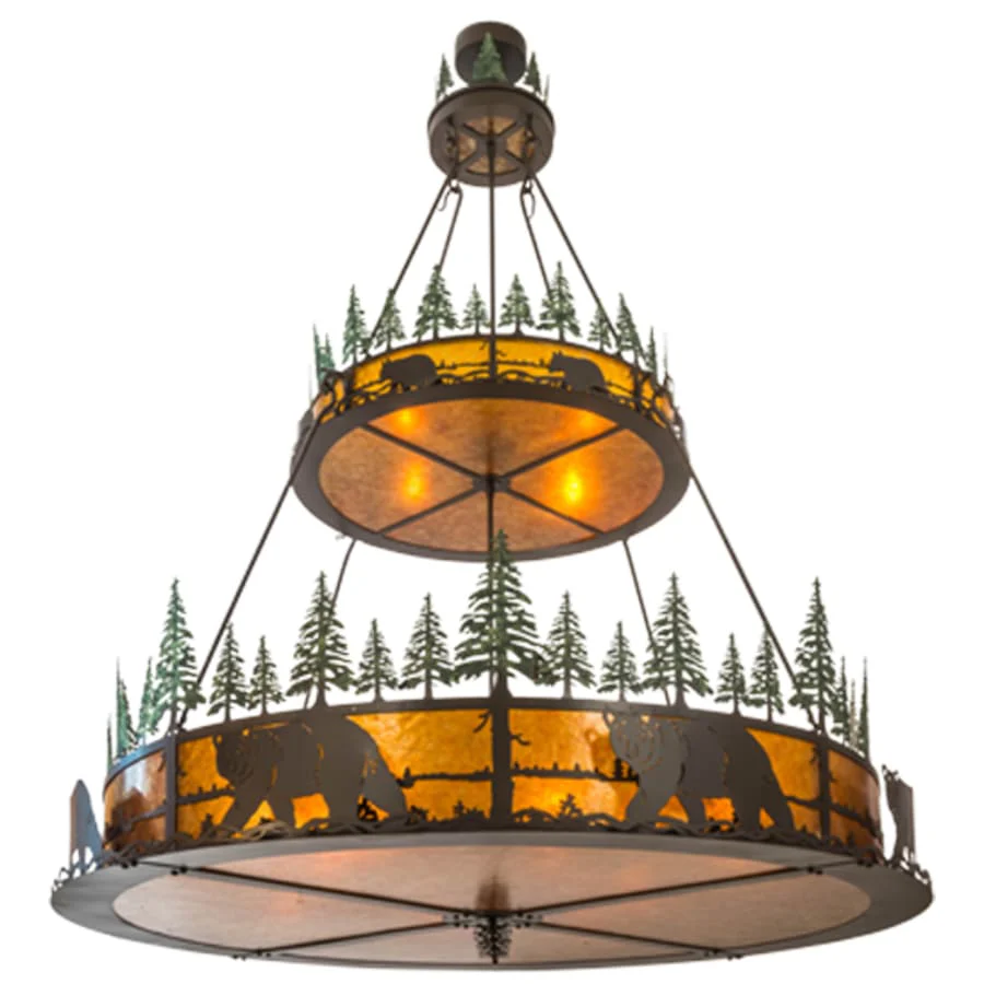 Meyda Tiffany Bear in the Woods 12 Light 72" Wide Pendant - Image 1