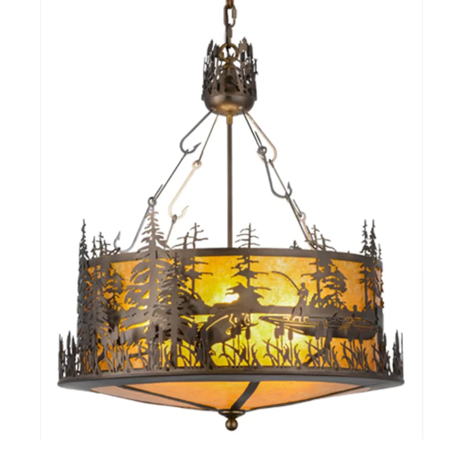 Meyda Tiffany Bass and Fisherman 4 Light 26" Wide Pendant - Image 1
