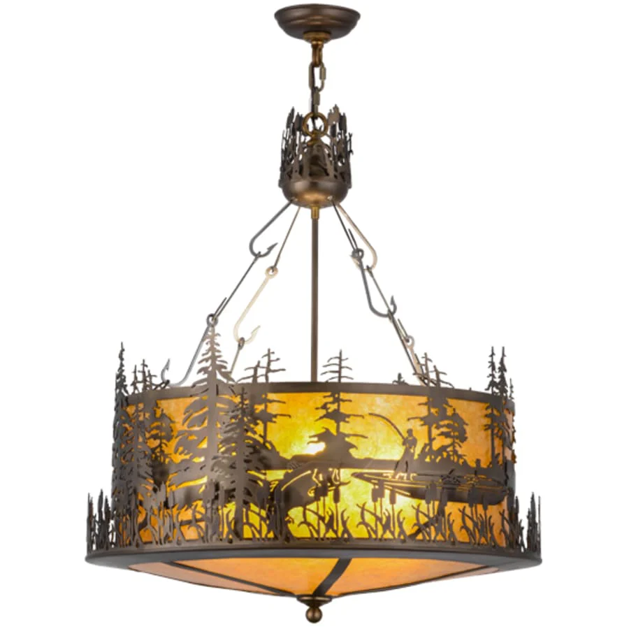 Meyda Tiffany Bass and Fisherman 4 Light 26" Wide Pendant - Image 3