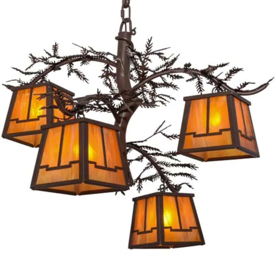 Meyda Tiffany Pine Branch Valley View 4 Light 28" Wide Chandelier - Image 1
