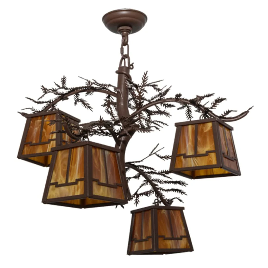 Meyda Tiffany Pine Branch Valley View 4 Light 28" Wide Chandelier - Image 2