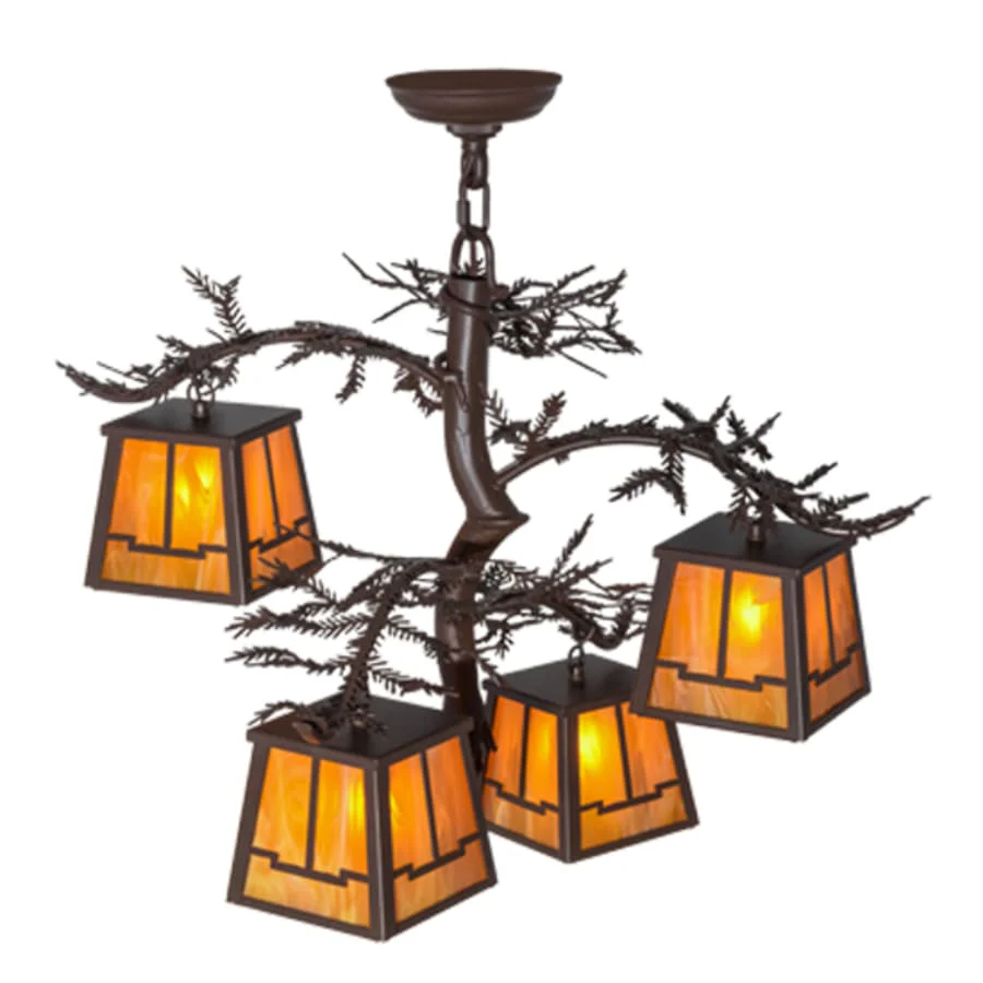 Meyda Tiffany Pine Branch Valley View 4 Light 28" Wide Chandelier - Image 3