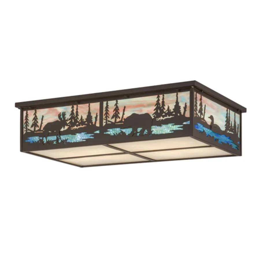 Meyda Tiffany Wildlife at Pine Lake 8 Light 36" Wide Flush Mount Ceiling Fixture - Image 1