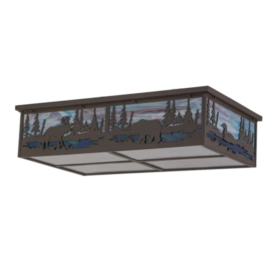 Meyda Tiffany Wildlife at Pine Lake 8 Light 36" Wide Flush Mount Ceiling Fixture - Image 3