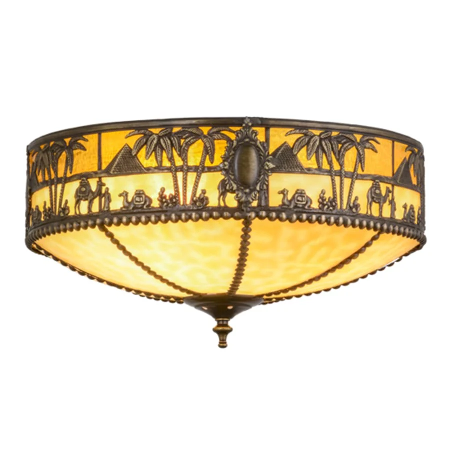 Meyda Tiffany Camel 3 Light 16" Wide Flush Mount Bowl Ceiling Fixture - Image 1
