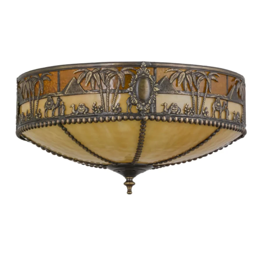 Meyda Tiffany Camel 3 Light 16" Wide Flush Mount Bowl Ceiling Fixture - Image 2