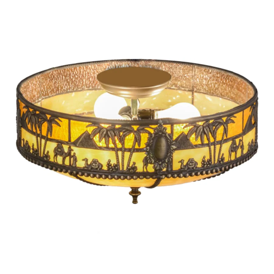Meyda Tiffany Camel 3 Light 16" Wide Flush Mount Bowl Ceiling Fixture - Image 3