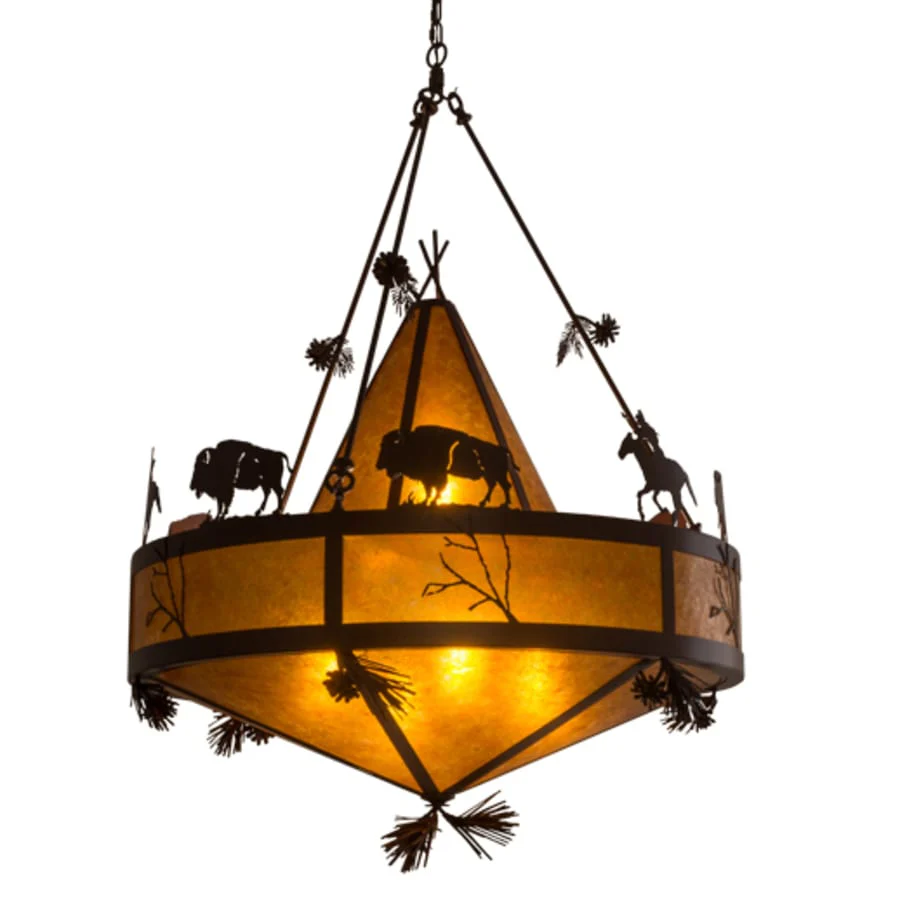 Meyda Tiffany High Plains Rider and The Herd 5 Light 36" Wide Pendant - Image 1