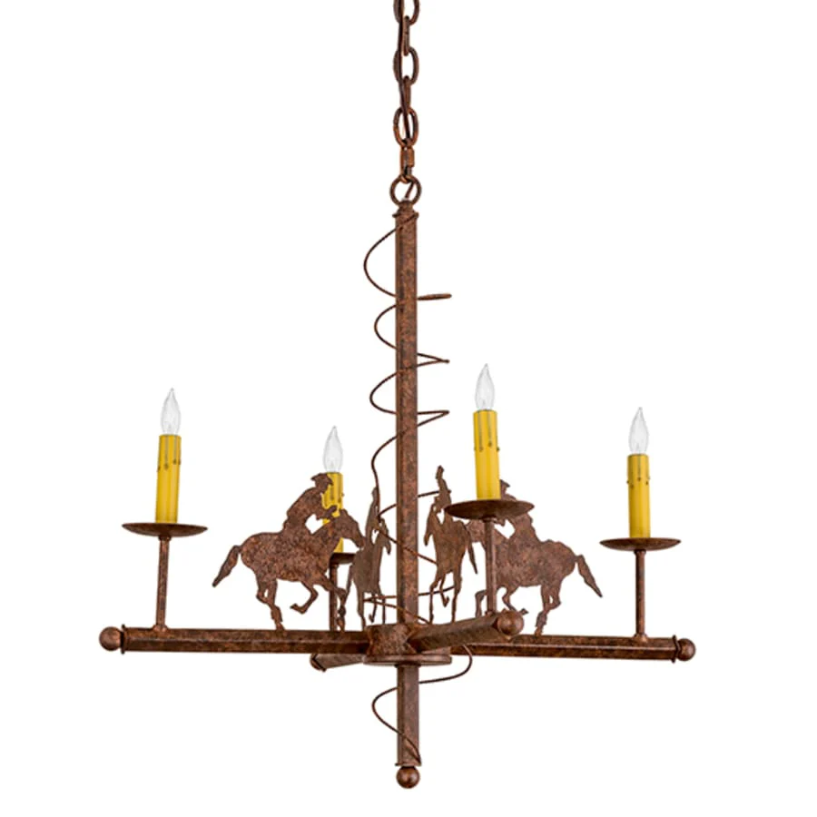 Meyda Tiffany Cowboy 4 Light 26" Wide Taper Candle Style Chandelier - Image 3
