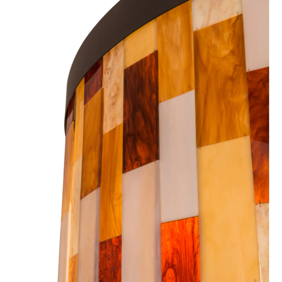 Meyda Tiffany Cilindro Calico 6 Light 28" Tall Flush Mount Drum Ceiling Fixture - Oil Rubbed Bronze Finish - Image 3