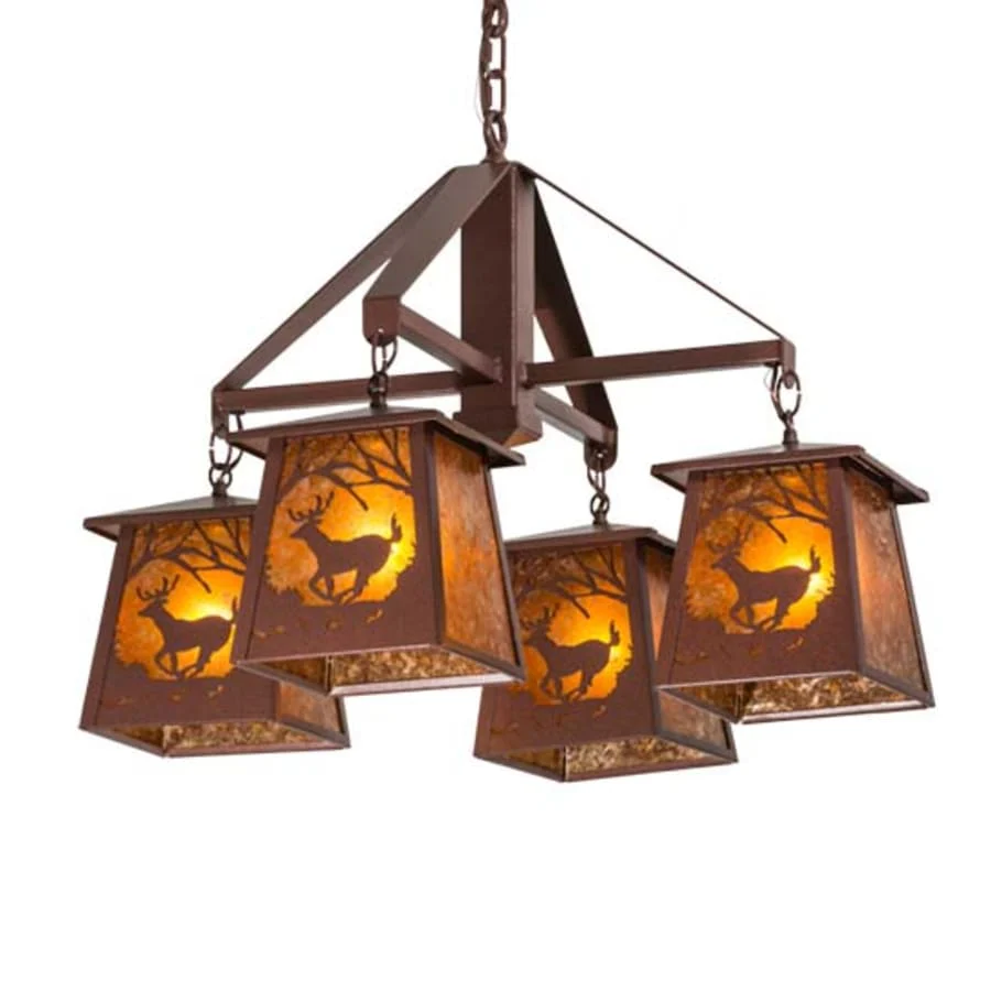Meyda Tiffany Deer at Dawn 4 Light 28" Wide Chandelier - Image 1