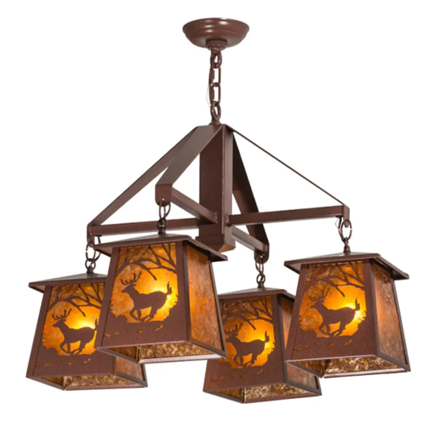 Meyda Tiffany Deer at Dawn 4 Light 28" Wide Chandelier - Image 2