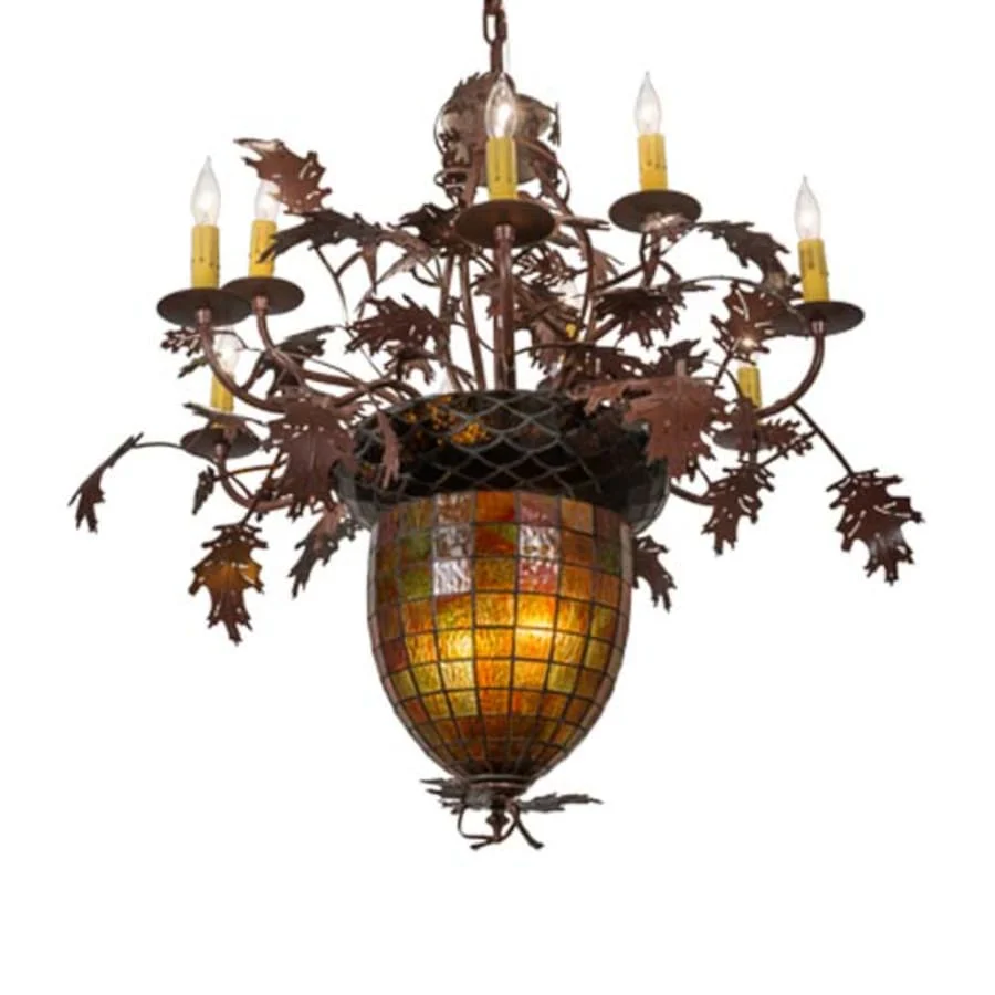 Meyda Tiffany Greenbriar Oak 9 Light 34" Wide Taper Candle Style Chandelier - Image 1