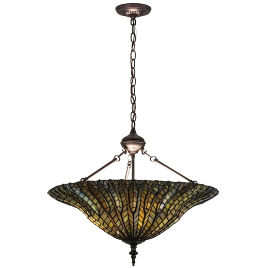 Meyda Tiffany Tiffany Lotus Leaf 3 Light 24" Wide Pendant - Image 3