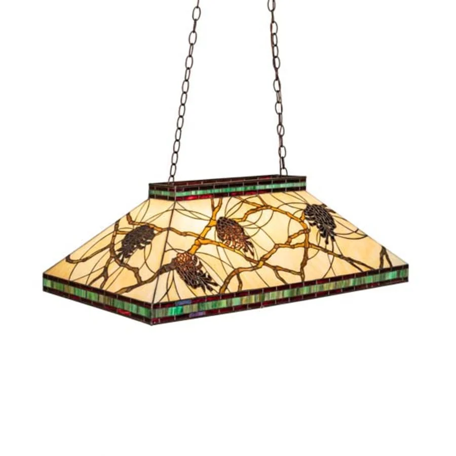 Meyda Tiffany Pinecone Mission 3 Light 39" Wide Linear Pendant - Image 1