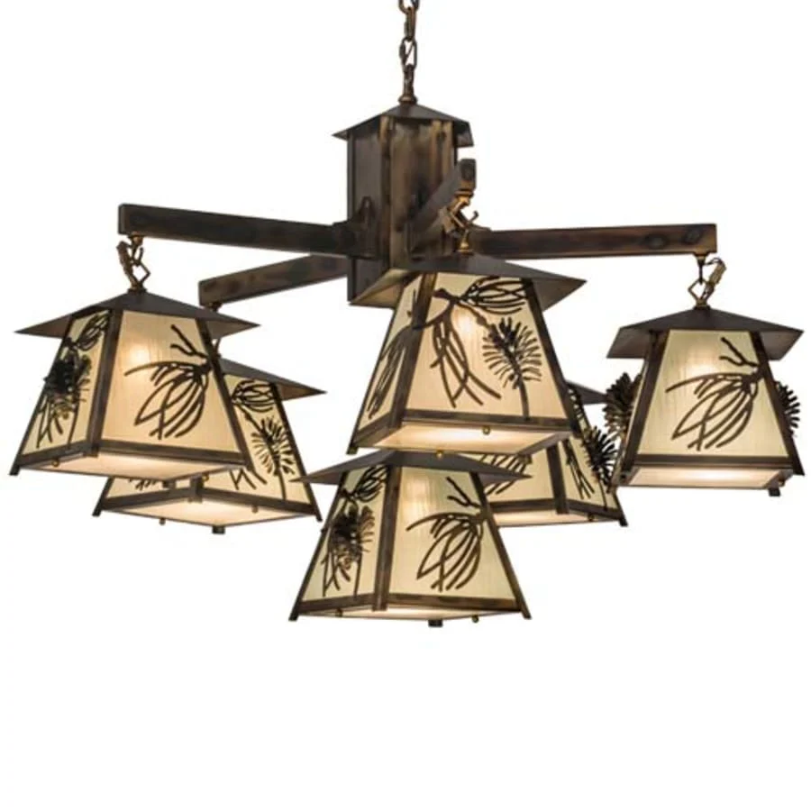 Meyda Tiffany Scotch Pine 6 Light 40" Wide Chandelier - Image 1