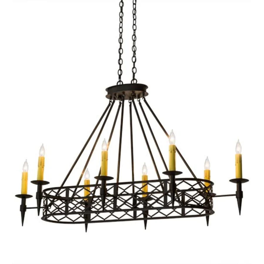 Meyda Tiffany Long Topridge 8 Light 55″ Wide Taper Candle Linear Chandelier