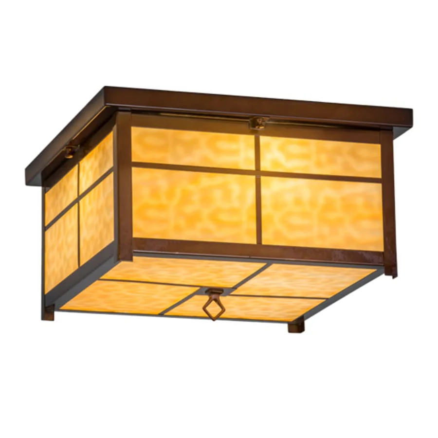 Meyda Tiffany Mission 4 Light 24" Wide Flush Mount Square Ceiling Fixture - Transparent Copper Finish - Image 1
