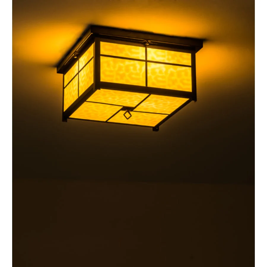 Meyda Tiffany Mission 4 Light 24" Wide Flush Mount Square Ceiling Fixture - Transparent Copper Finish - Image 2