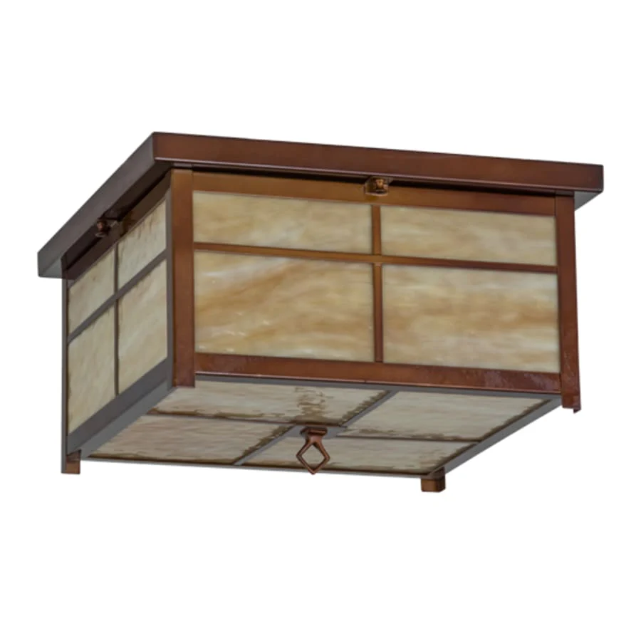 Meyda Tiffany Mission 4 Light 24" Wide Flush Mount Square Ceiling Fixture - Transparent Copper Finish - Image 3