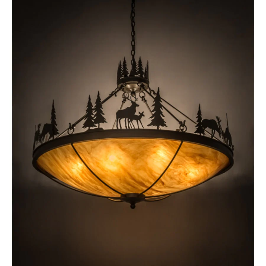 Meyda Tiffany Deer Family 8 Light 48" Wide Pendant - Image 1