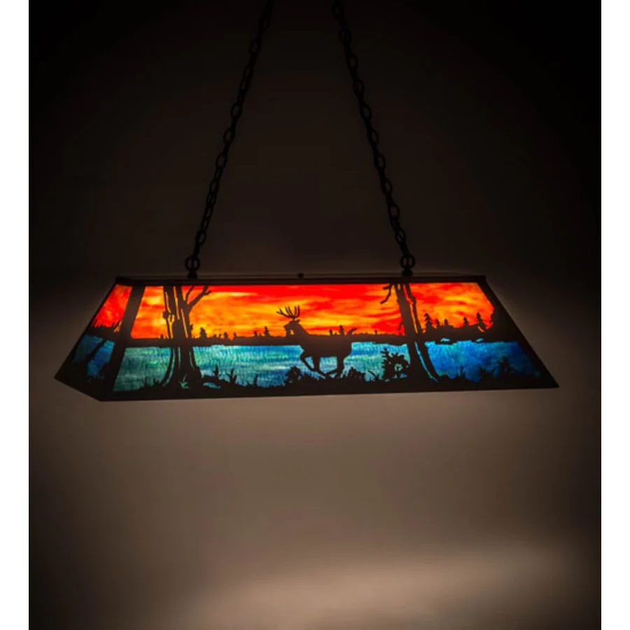 Meyda Tiffany Deer at Lake 6 Light 48" Wide Linear Pendant - Image 1