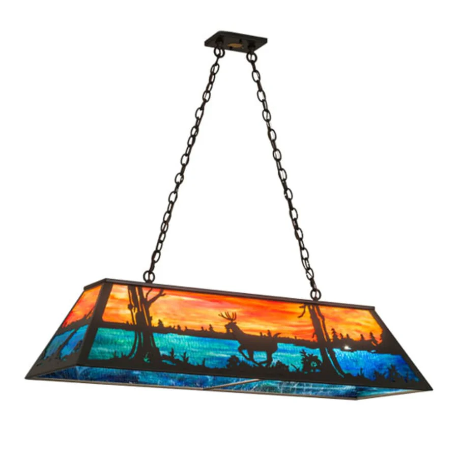 Meyda Tiffany Deer at Lake 6 Light 48" Wide Linear Pendant - Image 3