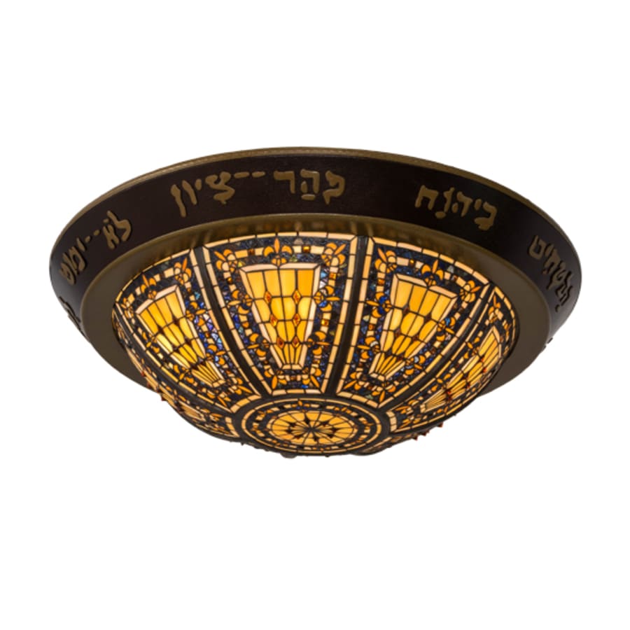 Meyda Tiffany Fleur-de-lis 6 Light 30" Wide Flush Mount Bowl Ceiling Fixture - Image 1