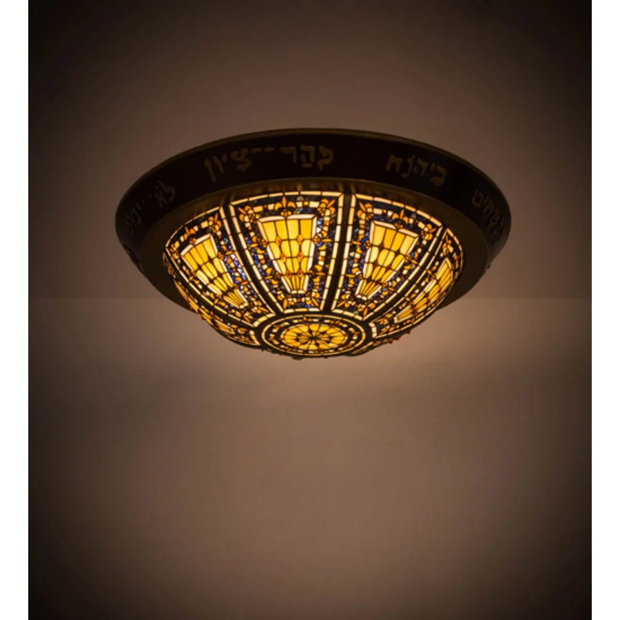 Meyda Tiffany Fleur-de-lis 6 Light 30" Wide Flush Mount Bowl Ceiling Fixture - Image 2