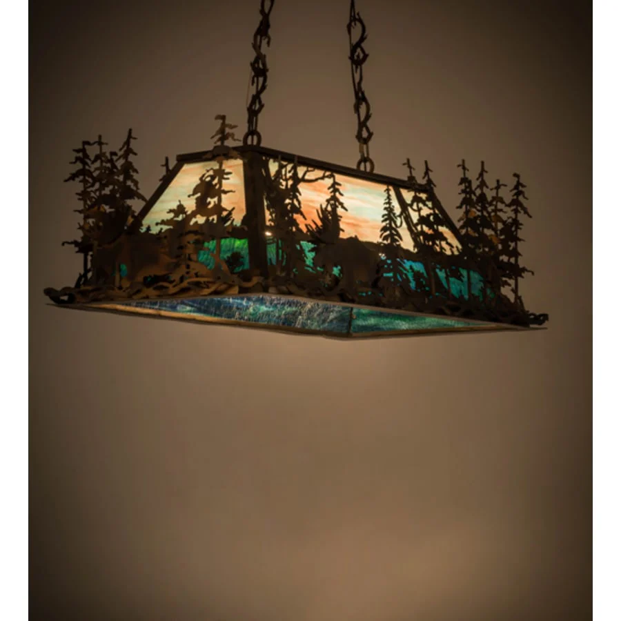 Meyda Tiffany Moose Through the Trees 6 Light 36″ Wide Linear Pendant