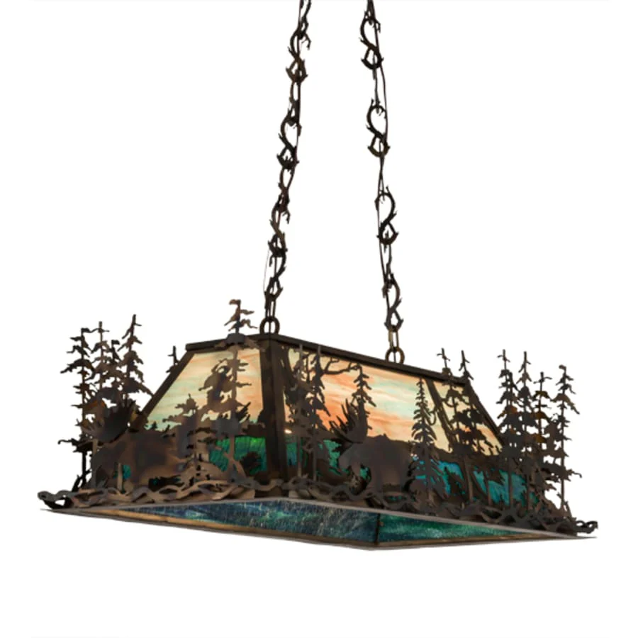 Meyda Tiffany Moose Through the Trees 6 Light 36" Wide Linear Pendant - Image 3