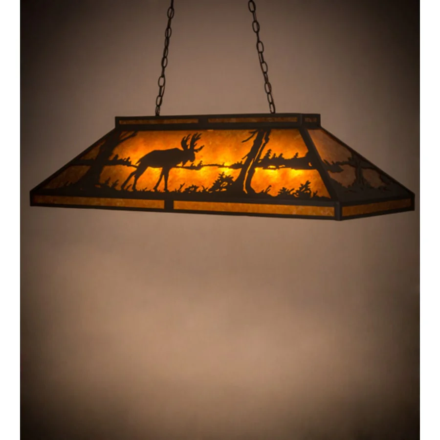 Meyda Tiffany Moose and Black Bear 9 Light 48″ Wide Linear Pendant