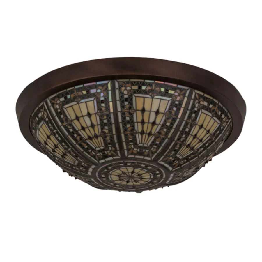 Meyda Tiffany Fleur-de-lis 4 Light 26" Wide Flush Mount Bowl Ceiling Fixture - Image 3