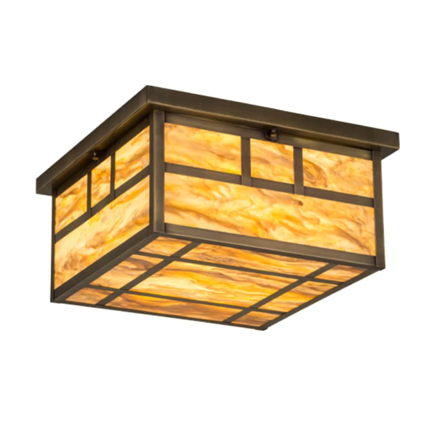 Meyda Tiffany Hyde Park Double Bar Mission 4 Light 29″ Wide Flush Mount Square Ceiling Fixture