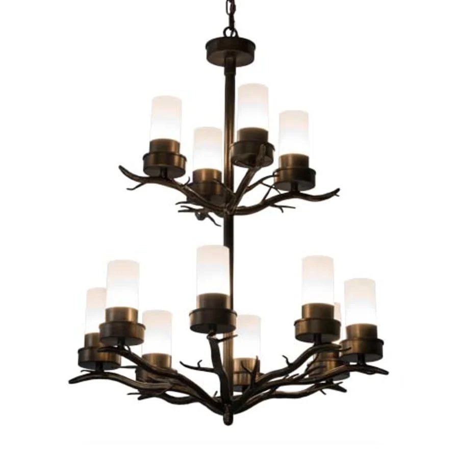 Meyda Tiffany Winter Solstice 12 Light 30″ Wide Pillar Candle Chandelier