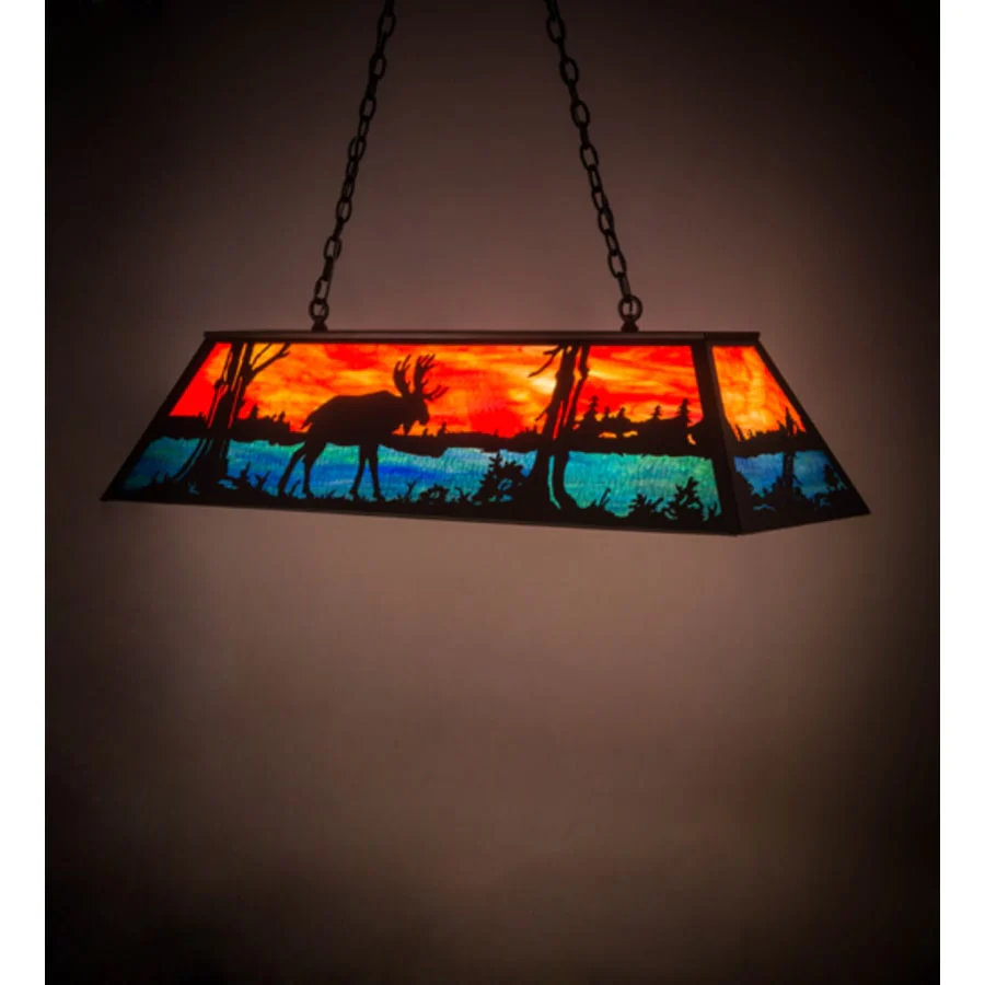 Meyda Tiffany Moose at Lake 6 Light 48″ Wide Linear Pendant