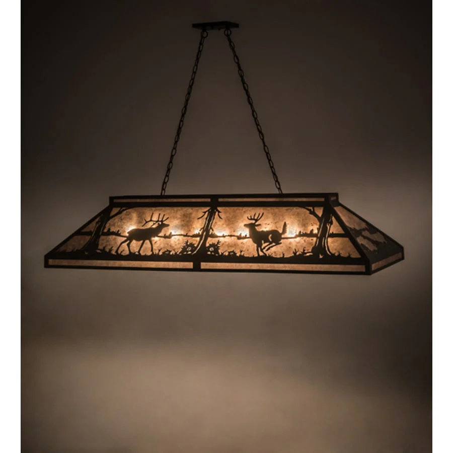 Meyda Tiffany Elk and Deer at Lake 9 Light 61" Wide Linear Pendant - Image 1