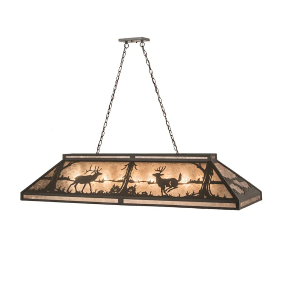 Meyda Tiffany Elk and Deer at Lake 9 Light 61" Wide Linear Pendant - Image 3