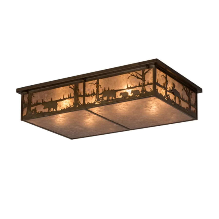 Meyda Tiffany Bears and Moose at Lake 8 Light 35″ Wide Flush Mount Ceiling Fixture