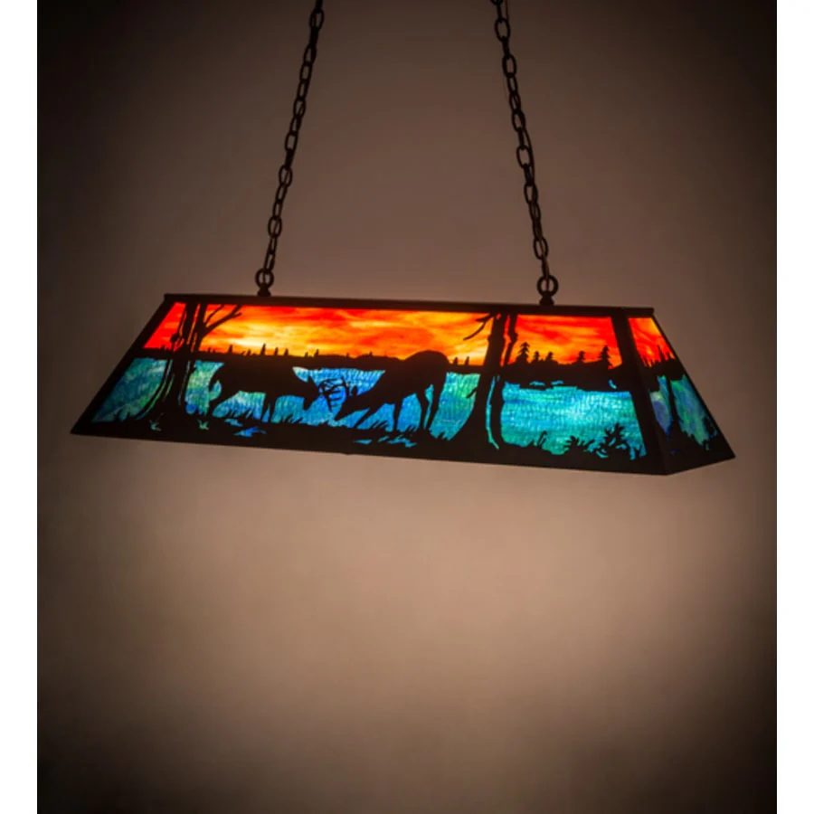 Meyda Tiffany Battling Bucks 6 Light 48" Wide Linear Pendant - Image 1